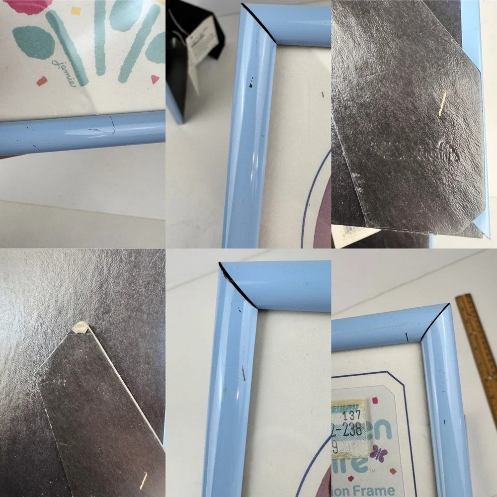 3 Vtg 1987 Garden Faire Collection Frame Blue Metal Border Oval Matboard Collage